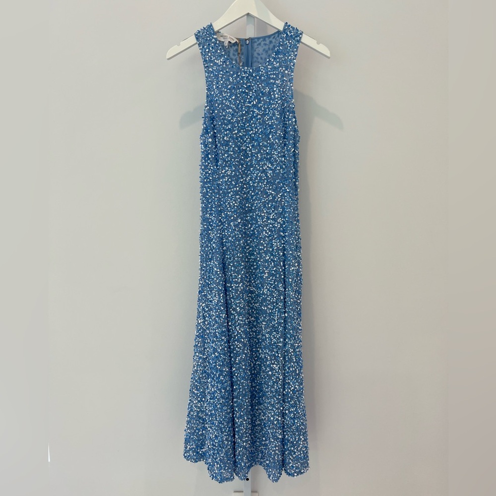 MICHAEL KORS COLLECTION BLUE EMBELLISHED DRESS SIZED DOWN 6 NOT 12 NWOTS!